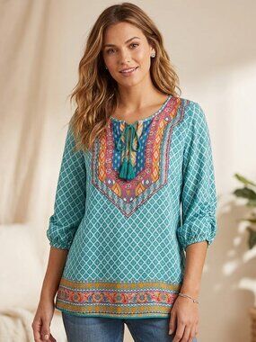 Women's Multicolor Bohemian Top size M 0624